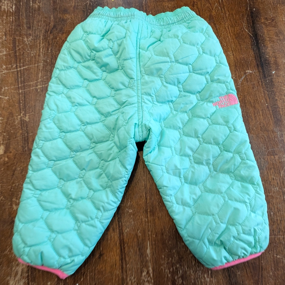 The North Face Snow Pants Infant Baby Green Pink Winter Outerwear Quilted Used